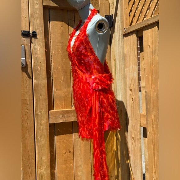 🆕 MISHA COLLECTION 🧿 NWOT Red Sapphire Sequins Mini Dress, Sz XS - Sz 0 / 2 - Picture 5 of 15